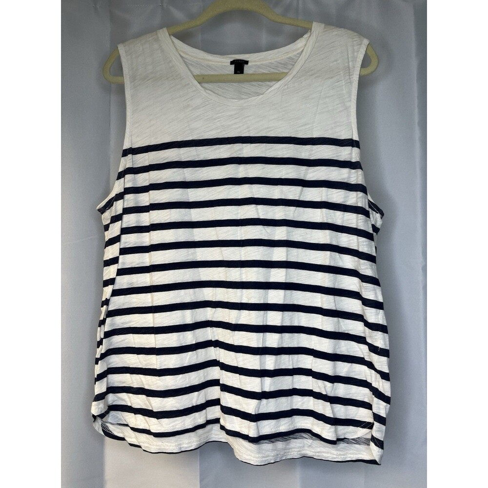 J. Crew Women's  Blue Stripe Nautical Coastal Sleeveless Top Tank - Size XL